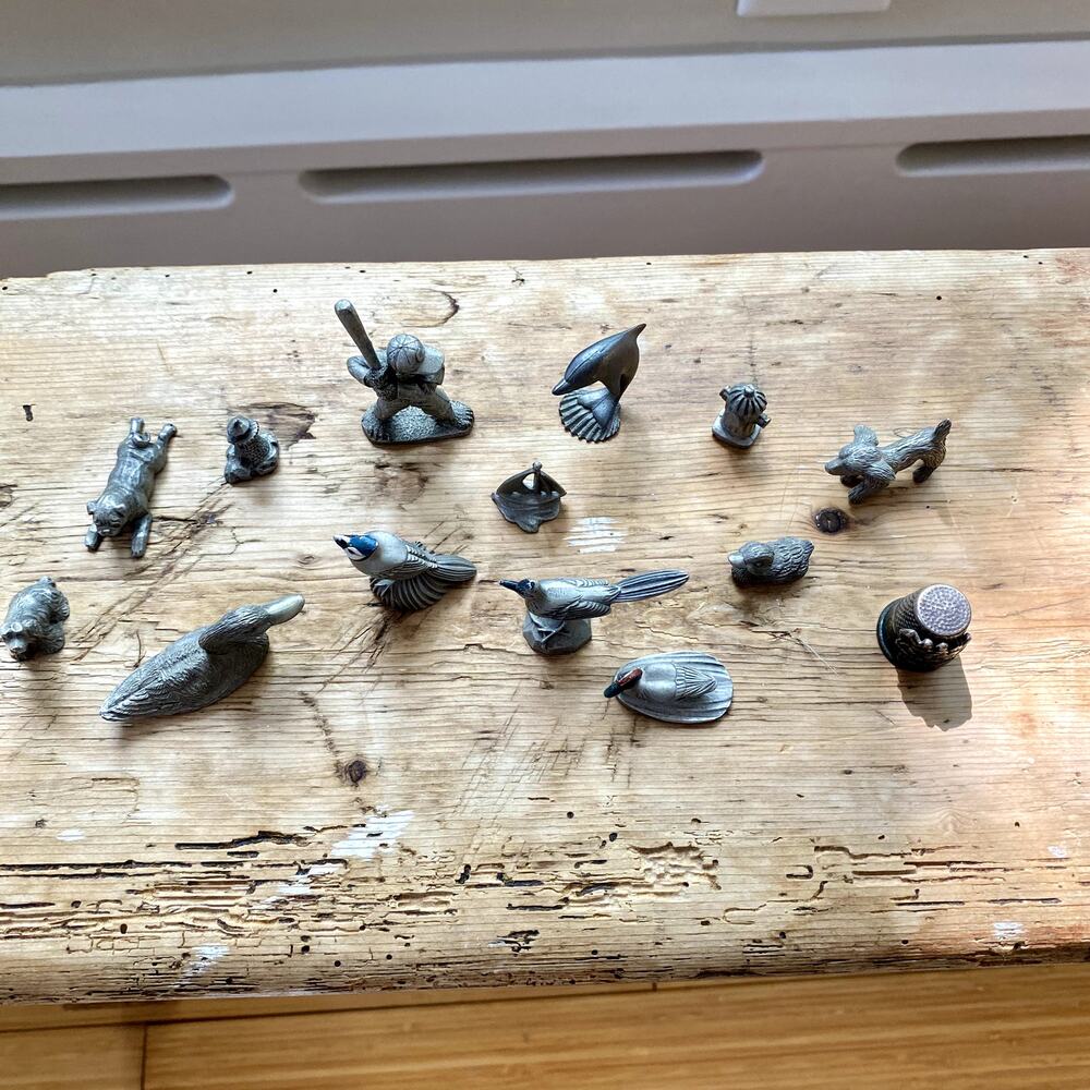 Selection of Vintage Pewter Figurines Set of 14